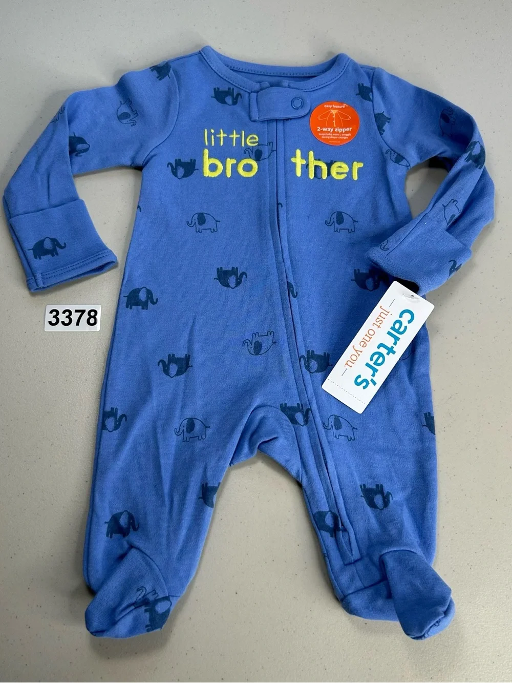 Carter’s Newborn One Piece Blue Little Brother Sleepwear New 2 Pack